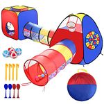 4 in 1 Pop Up Play Tent with Tunnel, Kids Playhouse, Ball Pit for Kids, Boys, Girls, Babies and Toddlers as Gift, Easy Folding with Storage Bag, Indoor/Outdoor Leambe