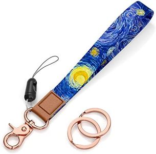 Rimilak Wristlet Keychain, Wrist Lanyard Key Chain for Women Men Car Keys ID Badges Card Wallet Phone Camera, Starry Sky