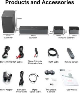 ULTIMEA 5.1 Soundbar System – Surround Sound Home Theater Audio