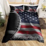 American Football Print Duvet Cover Set,Kids American Flag Print Bedding Set Queen Size,3D Sports Game Comforter Cover for Teen Boys Girls Adult,American Culture Theme Quilt Cover with 2 Pillow Cases