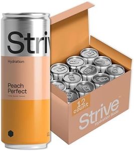 Strive Soda Peach Perfect - Sparkling Hydration Soda with Electrolytes & Organic Honey - Peach & Lemon Naturally Sweetened Drink - No Artificial Sweeteners or Preservatives - 12 Pack Cans