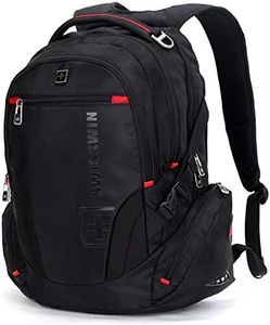 SWISSWIN Swiss waterproof Business Backpack Travel Backpack College School Backpack Casual Daypack Daily Shoulder bag SW8118 Black 17 inch Laptop Notebook Backpack for Men Womens Boys Girls