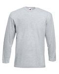 FRUIT OF THE LOOM Mens Long Sleeve T Shirt Heather Grey Large