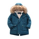 Baby Boys Warm Padded Jacket Kids Coat Quilted Pu-ffer Fleece Lined Jacket Thick Winter Coat Hooded Winter Water-proof Par-ka Outerwear Daliy Overcoat