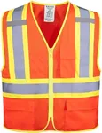 KAYGO High Visibility Safety Vests KG0100, Reflective Vest with Pockets and Zipper, ANSI Type R Class 2 Not FR (Orange,3XL)