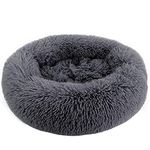 Vetasac Donut Dog Bed, Cat Calming Bed Anti-Anxiety Round Fluffy Faux Plush Soft Warming Cushion Sofa Beds for Small Medium Large Dogs Cats Washable JD003 (28 inch, Dark Grey)