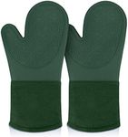 sungwoo Silicone Oven Mitts, Heat Resistant Oven Gloves with Quilted Liner Non-Slip Textured Grip Perfect for BBQ, Baking, Cooking and Grilling - 1 Pair 13.8 Inch Midnight Green