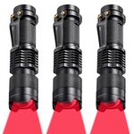 Honoson 3 Pieces Red Light Flashlight LED Single Mode Torch 1 Mode Scalable Red Lens Filter Flashlight for Night Astronomy Aviation Observation Beach Turtle Safe