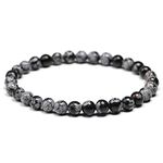 SIMPLÍ BASIC Natural Snowflake Obsidian Healing Gemstone Bracelet 6mm Bead | Women & Mens Bracelet | Balance for Body & Mind | Circulation Bracelet | Stone Beads | Everyday Jewellery | Inc Gift Box