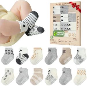 infancie Organic Cotton Infant Socks 12 Pair - 0-6 Months – Soft and Comfortable Infant Socks 0-6 Months, Premium Boys Cotton Socks, Gift for Newborn Boys