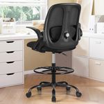 Razzor Drafting Chair Tall Office Chair Ergonomic Standing Desk Chair with 2D Lumbar Support and Flip-up Armrests, Adjustable High Computer Chair with Height Adjustable Foot Ring (2203-Z,Black)