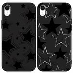 Foonary 2 Pack Black Print Phone Case Compatible with iPhone XR 6.1", Slim Soft Silicone with Fashion Star Design Aesthetics Pattern Cases, Shockproof Bumper Protector Cover