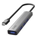 Zinq Technologies Zinq 4 USB 3.1 High Speed Ports Hub with Type C Input, All Ports USB 3.1 Adapter with Slim Aluminium Body for Laptop, MacBook, Windows Pc, Tablets, Type-C Mobile Devices (Grey)