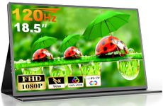 18.5 Inch Portable Monitor for Laptop, 120Hz FHD 1080P 100% sRGB Travel Monitor for Laptop, Portable Computer IPS Display w/VESA, External Monitor USB-C HDR HDMI Portable Screen w/Smart Cover &Speaker