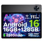 U11 Android 16 Tablet, 11 Inch Tablet with Gemini AI, 16GB RAM+128GB ROM/ 2TB TF, 8580mAh Battery, Unisoc T7200 Octa-Core, 5G WiFi |Face Unlock| Widevine L1 | BT5.0|Dual Speakers|13MP+5MP | GPS | OTG