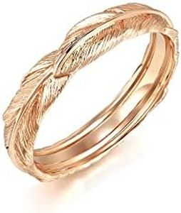 CHOW SANG SANG 18K Rose Solid Gold Love Decode Feather Ring for Men and Women 91920R | Our Size 23 / US 10.25 - Gold,Red