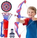 Joozmui Bow and Arrow Set Kids with LED Lighting, Boys Toys Age 3 4 5 6 7 8 9 10 11 12, Kids Garden Toys for 3-12 Year Old Boys Including Bow, Quiver, 10 Arrows, Hanging Target and 3 Score Targets