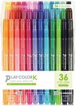 Tombow GCF-013 Water Based Sign Pen, 36 Colors (Thick & Extra Fine Twin Type), Color Pen (Full of Kawaii Colors), Play Color K