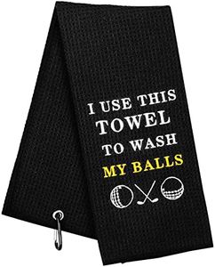 Funny Golf Towel, I Use This Towel to Wash My Balls, Golf Gifts for Men - Golf Accessories for Men, Embroidered Golf Towels for Golf Bags with Clip, Black