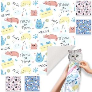 Cat Wrap for Grooming-Premium Cat Grooming Wrap Cat Restraint for Nail Clipping, Self-Adherent Soft Cat Blanket to Wrap Cat Anti-Scratch Anti-Escape Grooming Bag (White, XL(Within 17lbs))