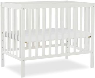 Dream On Me Edgewood 4-in-1 Convertible Mini Baby Crib in White GreenGuard Gold & BSA, Non-Toxic, Compact 40×25×33″ Design, Converts to Mini Daybed & Twin Bed (Rails to Buy) 1″ Mattress Pad