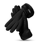 Winter Gloves Women's Gegizun Warm Fleece Lined Touch Screen Gloves Thermal Wool Thick Cuff Winter Driving Gloves Windproof Warm Gloves Cold Weather Running Gloves Full Finger Texting Gloves (Black)