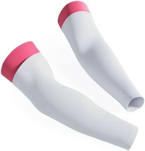 KUTFTBL Two-Tone Overlapping Football Arm Sleeves 2-in-1, Compression Support, Moisture-Wicking Fabric, Non-Visible Branding, Adult Size – White & Pink