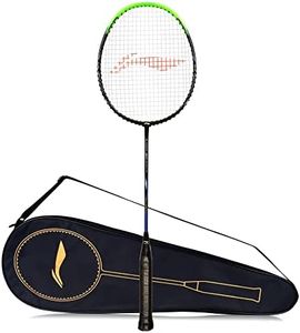 Li-Ning G - Force 3500 Superlite Carbon Fibre Strung Badminton Racket with Full Racket Cover (Black/Green) | for Intermediate Players | 78 Grams | Maximum String Tension - 32lbs