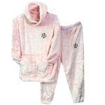 Cigain Women's and Men's Wool Blend & Fleece Long Sleeve Pullover Hoodies Set Full Length Winter Nightwear Pajama and top Set Tracksuit Gym Suit Night Suit Set (Pink)