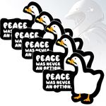 OCQOTAT Peace was Never an Option Funny Bumper Stickers - 5 Pack Untitled Goose Game Merch Goose with Knife Vinyl Self-Adhesive Sticker Decal for Cars, Truck, Windows, Bumpers, Laptops or Crafts