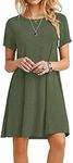 MOLERANI Summer Dresses for Women UK Casual T-Shirt Dress Short Sleeve Ladies Beach Dress (L, Army Green)