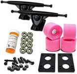 Yocaher Longboard Skateboard Trucks Wheels Combo Set 71mm Wheels + 7"/180mm Heavy Duty Aluminum Black Trucks, Bearing, Riser Pad, and Skateboard Longboard Cruiser Hardware