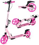 Scale Sports Kick Scooter – Foldable 2-Wheel Scooter for Kids Age 8–12, Teens & Adults, Adjustable Handlebar, 200mm Big PU Wheels, Disc & Foot Brakes, Carry Strap, Double Shock Absorption, up to 100kg