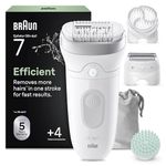 Braun Silk·épil 7 SkinSpa, All-in-One Set, Epilator with Wide Head for Easy Hair Removal, Wet & Dry, Lasting Smooth Skin, Includes Massage Pad, Shaver Head and Trimmer Comb, 7-081, Silver