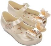 mini melissa Ultragirl Star Mary Jane Flats, Kid Shoes for Babies & Toddlers - Comfy & Cute Peep Toe Jelly Shoes, Ballet Flat for Kids, Adjustable Strap, White Metallic, 7