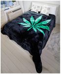 Opium Leaf Blanket75 by 90 Inches Marijuana Leaf Throw Korean Mink Pot-leaf Warm RV Traveling Camping Hikingcabin TVSleigh Bunk Bed Sofa and Couch Bed-cover