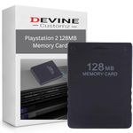 DevineCustomz® 128MB PS2 Memory Card Storage - Compatible with Classic PlayStation 2 (PS2 Games Only), High-Speed Black Game-Saving Storage Accessory