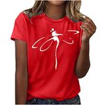 oelaio 2023 Summer Dragonfly Print Women Tshirt Top Vintage Sexy Loose Fit Crewneck Tunic Tees Trendy Short Sleeve Blouses