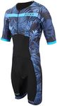 ZONE3 Men's Activate + Tropical Palm Short Sleeve Full Zip Trisuit