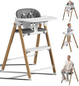 Convertible Baby High Chair & Kids Step Stool, Foldable Toddler Highchairs