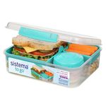 Sistema TO GO Bento Lunch | 1.65 L | School Lunch Box With Compartments & Snack Pot | BPA-Free | 1 Count | Minty Teal