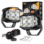 Auxbeam 4 Inch LED Square Light Pods, 92W 8960LM Spot Flood Combo Work Lights with Double-Side Shooter Lights with Amber DRL, Offroad Driving Lights for Truck Pickup Jeep 4x4 SUV ATV UTV (ZD000763)