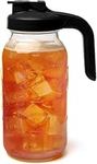 County Line Kitchen Glass Mason Jar Pitcher with Lid - Wide Mouth, 2 Quart (64 oz / 1.9 Liter) - Heavy Duty, Leak Proof - Sun & Iced Tea, Cold Brew Coffee, Breast Milk Storage, Flavored Water & More