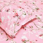 haus & kinder 100% Cotton Queen Size Bedsheet for Double Bed, 1 Cotton Bed Sheet Double Bed (90 X 100 Inches) with 2 Pillow Covers | 186 TC Bed Sheet Double Bed Summer Vinatge Romance (Pink)