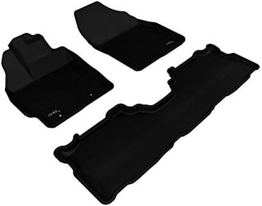 3D MAXpider Complete Set Custom Fit All-Weather Floor Mat for Select Toyota Prius v Models - Kagu Rubber (Black)