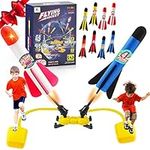 Rocket Launcher Toys for Kids, Shoots Up to 100 Feet – 8 Colorful Foam Rockets and 2 Pack Sturdy Stomp Launchers, Fun Outdoor Toy Game for Kids, Gift Toys for Boys and Girls