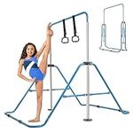 YEEGO DIRECT Gymnastics Bar with Rings,Gymnastics Bar for Kids Ages 3-12,Foldable Gymnastics Bar,Kids Gymnastics Bar Expandable for Home Training Kids Gifts for Grils Boys (Blue)