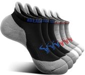 BULLIANT Men Running Socks 6Pairs-Athletic Cushioned Ankle Socks Breathable Wicking for Men Walking-Arch Support(6Pairs,Shoes Size:Men 8-9)