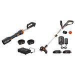 Worx Nitro 40V PRO LEAFJET Cordless Leaf Blower Power Share with Brushless Motor - WG585 & WG163 GT 3.0 20V Cordless Grass Trimmer/Edger with Command Feed, 12-Inch, Black and Orange