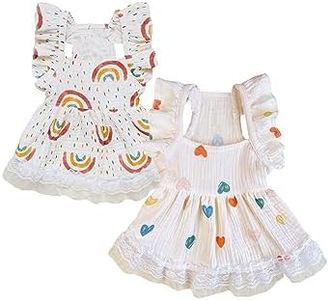 QWINEE 2pc Cute Dog Dress Ruffle Trim Princess Dress Cat Vest Dress Lace Trim Summer Dress Pet Clothes for Small Medium Cats Dogs Kitten Puppy Multi L